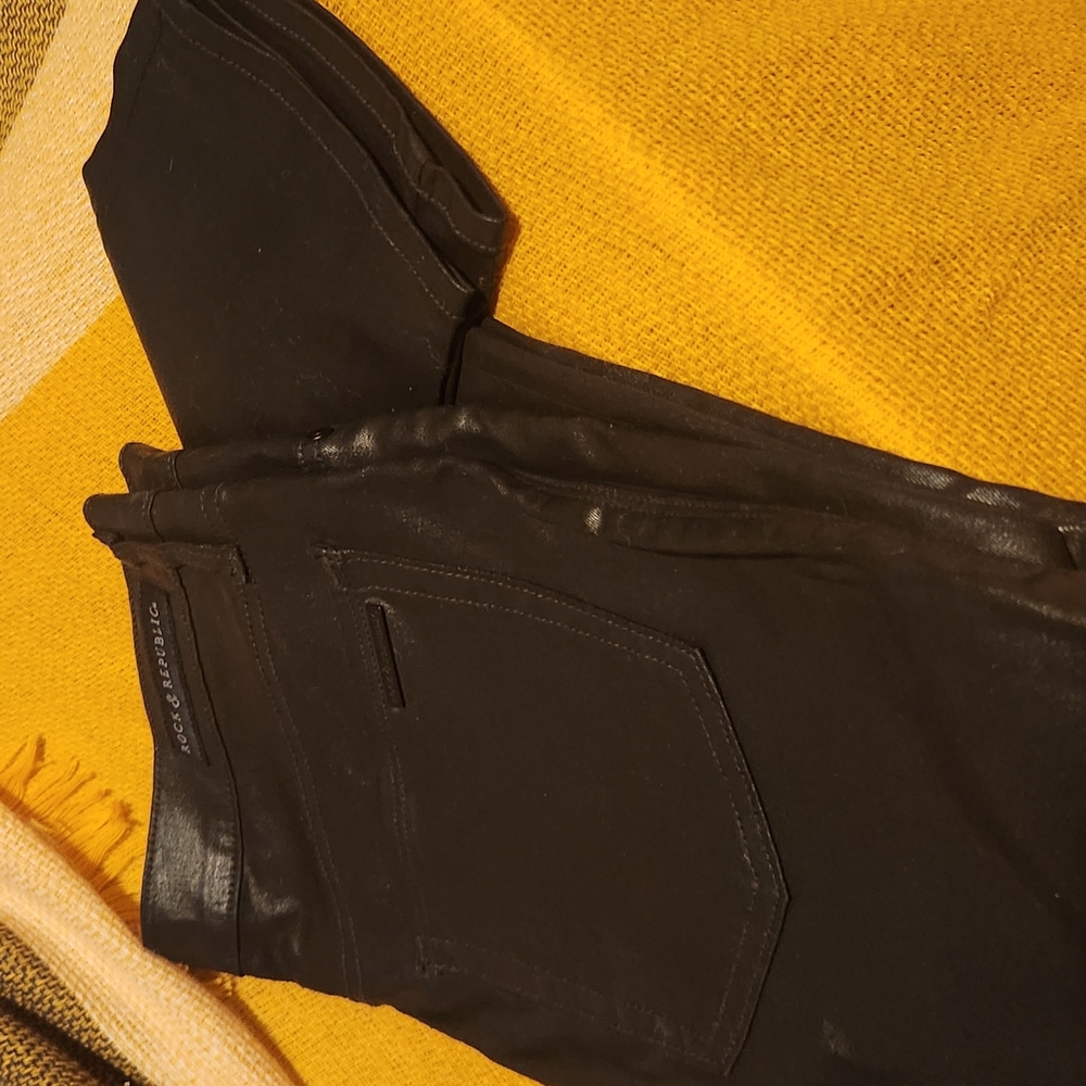 Rock & Republic Black Coated Pants